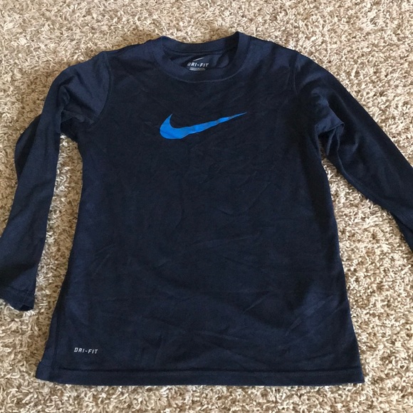 Boy's Little Youth Nike DriFit Long Sleeve Polyester Shirt Tops